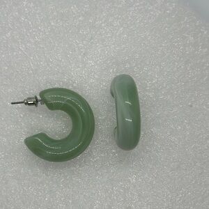 Chunky Resin Hoop Earrings - Light Green Jade Style -New Trendy Fashion Jewelry